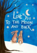 Cute Moon Gazing Hares Card - Valentines or Anniversary created by Zoe Pearl