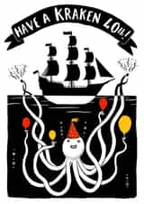 Cute Kraken 40th Birthday Card - For Him created by Jimmy Doodle