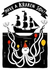 Cute Kraken 50th Birthday Card - for him created by Jimmy Doodle