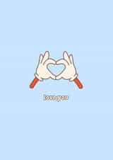 Love You Retro Style Illustration Valentine's Day Card created by Kate Rucker