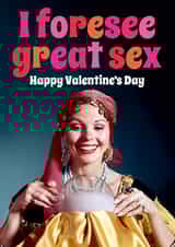 Cheeky Valentine's card - I foresee great sex! created by Dean Morris Cards