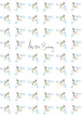 Cute birthday card - watercolour - Hap-Bee Birthday created by JuBee Illustrations