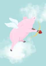 Funny Valentines Card with pig as Amor created by Creative Elle