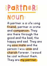 Heartfelt Valentine's Day Card - Partner - Dictionary Definition created by Joanne Hawker