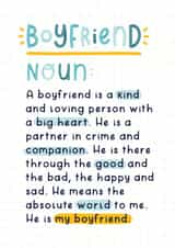 Heartfelt Valentine's Day Card - Boyfriend - Dictionary Definition created by Joanne Hawker