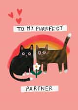Cute Valentines Card - Cats - Purrfect Partner created by Rachael Powick