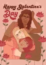 Cute Galentine's Day card - for celebrating sisterhood - Three women. created by Kasia Cards