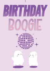 Birthday Boogie - Birthday Card For Friends and Family - Ghosts - Disco Ball created by Black Cat Magic