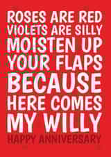Rude Anniversary Card - For Her - Moisten Those Flaps Here Comes Willy created by @Cupsie's Creations