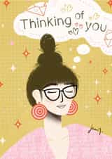 Valentine's Day Card of a Modern Young Lady Dreams about her Significant Other. created by The Intended Space