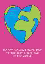 Cute Valentine's Day Card - For Girlfriend - Heart Globe created by size3art