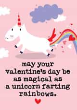 Funny Unicorn Farting Valentine's Day Card for Him or Her created by Mrs Best Paper Co.
