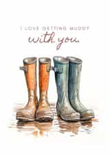 The country living lovers card "I LOVE GETTING MUDDY with you" created by ONI - Imaginative Art