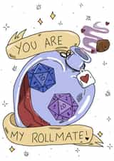 Cute Nerdy Love Day Card - Fantasy - Rollmate - Anniversary Card created by Aweirdandwonderful🍄