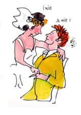 Happy funny sweet couple on a wedding day created by Twink Addison