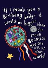 Cute birthday card - Best aunty badge created by Ginger Peach Design