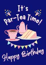 Tea Lovers Birthday Par-Tea! Birthday Teatime Funny - Cake and Cuppa Bunting Fun created by Dara, Ceramic Scripture