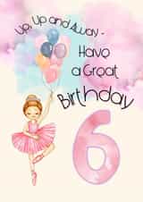 6th Birthday Ballerina with Balloons - Up, Up and Away for a Great Birthday! created by Dara, Ceramic Scripture