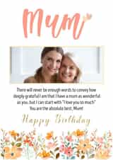 Personalised Photo Card created by MadeByLauraxx - Cute Mum Birthday Card Sentimental Mum Birthday Card Personalised Photo Card 45204
