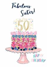 Pretty 50th birthday Card - Sister created by Katie Phythian Design