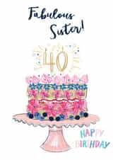 Pretty 40th birthday card - Sister created by Katie Phythian Design