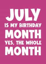Funny happy birthday greeting card - July created by Naomi Park