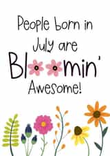 Cute July happy birthday greeting card - flowers created by Naomi Park