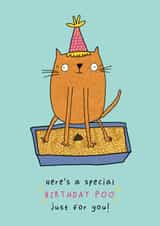 Funny Cat Birthday Card- Birthday Cat Poo created by Heather Buchanan