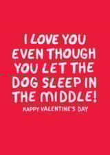 Funny Valentine's Card - you let the dog sleep in the middle! created by The Boy and the Bear