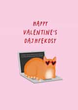 Funny Valentine's Card - Cat On Laptop created by Studio Mads