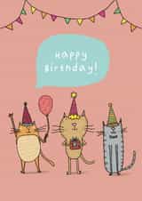 Cute Cat Themed Birthday Card- Party Cats Design created by Heather Buchanan