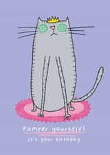 Cute Cat Birthday Card- Pamper Yourself Design created by Heather Buchanan