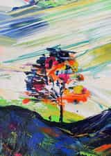 Iconic image of Sycamore Gap in bold abstract style for family or friends created by Jane Dennis Art