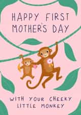 Cute monkey first Mother’s Day - cheeky little monkey - to mummy from baby created by Painted Parasol Studio