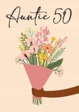 Pretty Birthday card - Auntie - 50th created by Quinton cards
