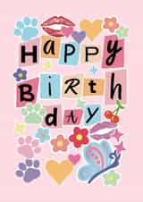 Cute Happy Birthday Y2K 00’s Magazine Style Card for Friends and Family created by SunnySpellsAtNoon