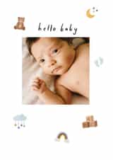 Personalised New Baby Photo Card created by Paperlink and Meraki Greeting Cards - Cute New Baby Photo Card - Hello