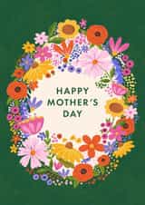 Pretty Happy Mother's Day Card - Floral Wreath created by @tikkled.pink