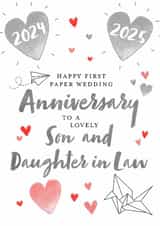 Cute First Paper Wedding Anniversary Card - for Son and Daughter in Law created by Juniper and Rose Studio