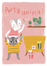 Cute Birthday Card - Cats - Party Animal! created by Louise Anglicas