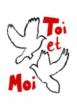 'Toi et Moi' Valentines Day card - 'You and Me' French dove design created by La Fam Illustration
