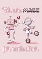 Cute valentines robot card for partner, spouse or boyfriend /girlfriend created by The Painty Panda