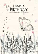 Pretty Birthday Card for friend - Butterfly Meadow - to a wonderful friend created by April Gonzalez