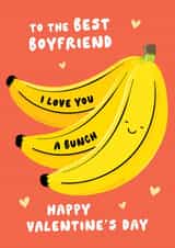 Cute Boyfriend Valentine's Card - Love You A Bunch - Bananas Pun created by Fliss Muir