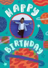 Personalised Birthday Photo Card created by Josie Gledhill - Cute Birthday Photo Card - Space - For Kids