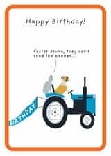 Funny Birthday card for friends and family-Cat and dog-Tractor created by Not at all Jack