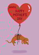 Cute Mother’s Day Card - Daschund Sausage Dog Balloon - For Auntie created by Sophie Kent Illustration