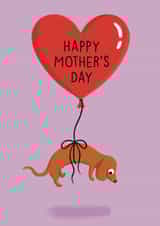 Cute Mother’s Day Card - Daschund Sausage Dog Balloon - For Mum created by Sophie Kent Illustration