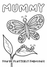 Butterfly Mother's Day Card - Colour in - Mummy, You're Flutterly Fabulous! created by Lucie Cooke Studio