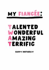 Cheeky Birthday Card - Fiancée - Twat created by Pink Peach Cards